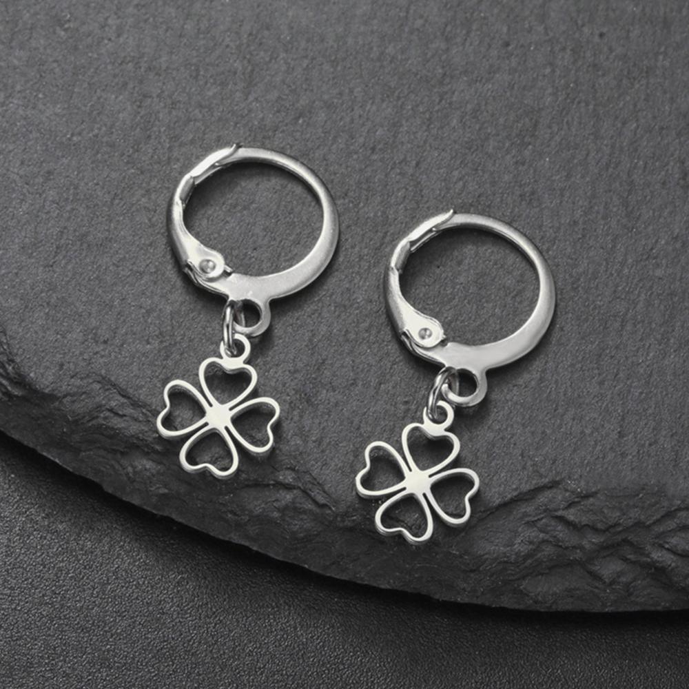 

Clover Tassel Drop Earrings Women s Ear Line Straight Hanging Earings Stainless Steel Jewelry Simple Lucky Gifts for Girl