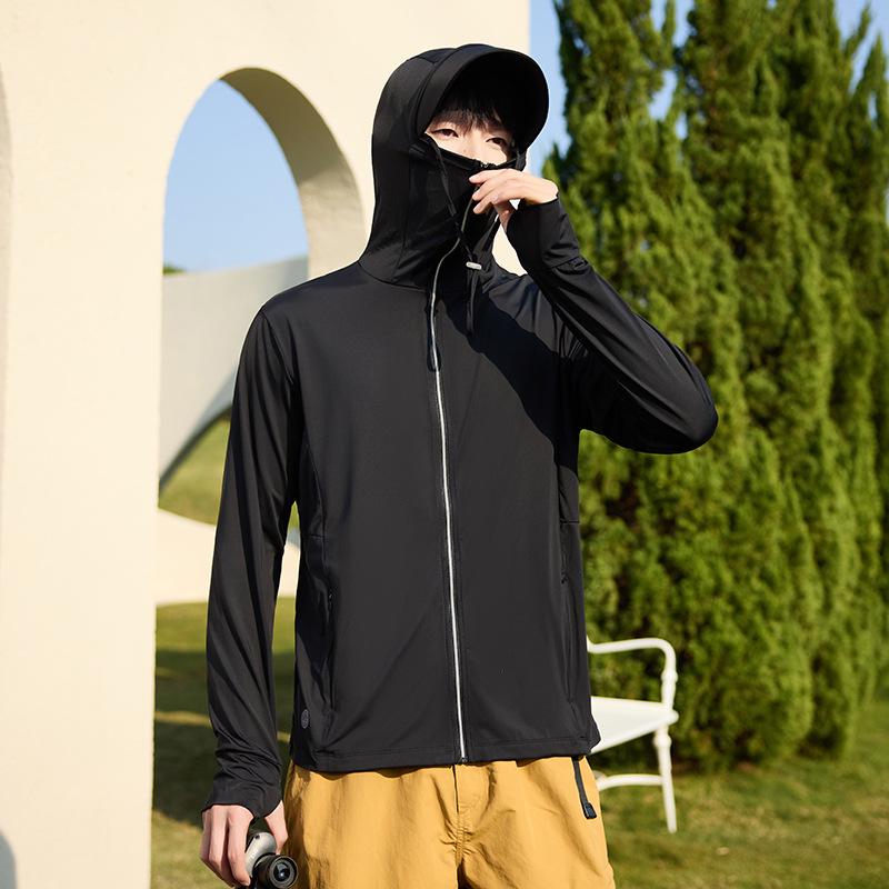 Ice Silk UV Protection Clothing: Unisex Outdoor Sun Shield with Detachable Hood for Cycling, Running, and Fishing