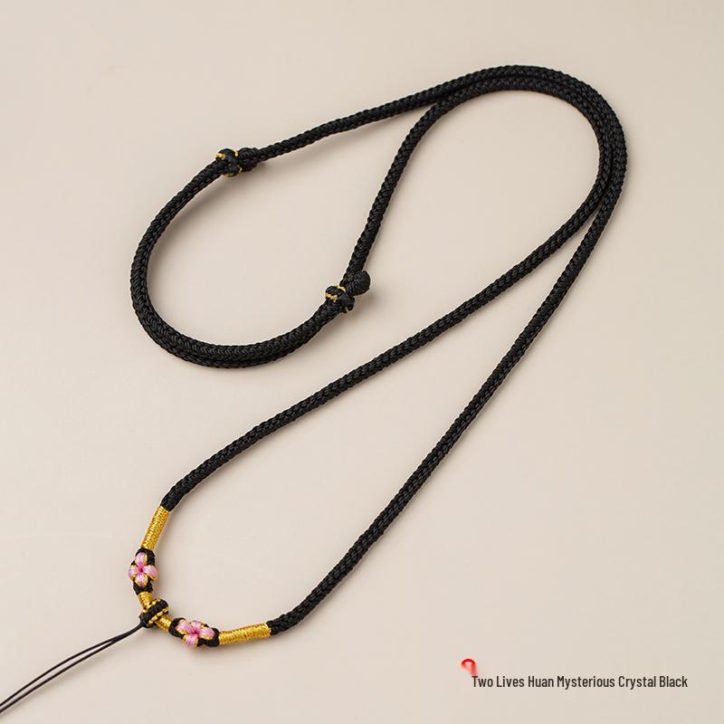 Premium Handmade Peach Blossom Knot Necklace Rope with Jade Accent