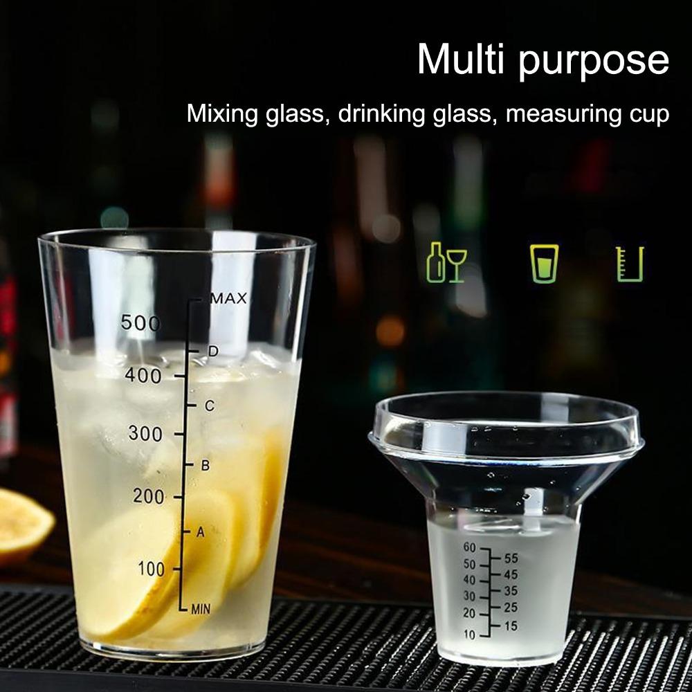 Scale Markings Cocktail Shaker Set Clear Plastic Measuring Jigger Set Drink Mixer Shaker Bar