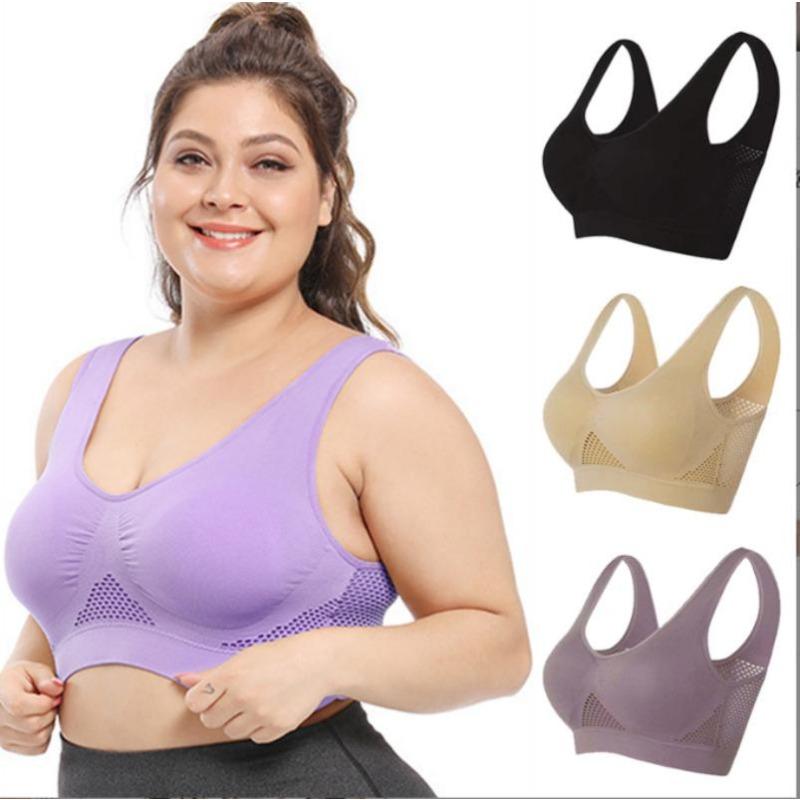 Plus Size Sömlös BH med Kuddar Komfort BH Push Up Bralette Damväst Trådlös BH Stopp Sexiga BH Underkläder