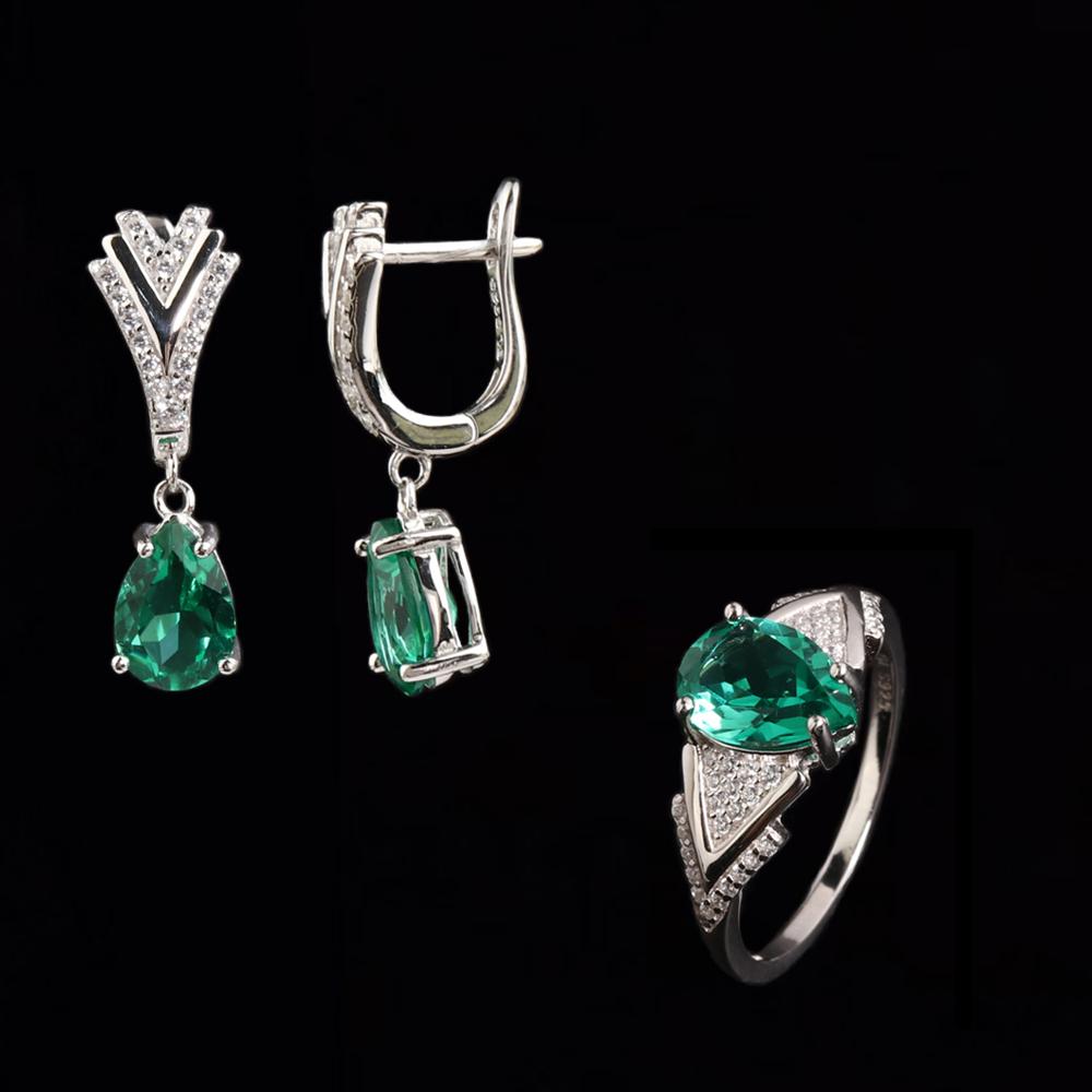 

Серьги-кольца из стерлингового серебра 925 пробы с застежкой, созданный изум нано груша 7*10 мм, Роскошные украшения для женщин, подарки на день рождения и для вечеринки US RING SIZE:10# зелёный