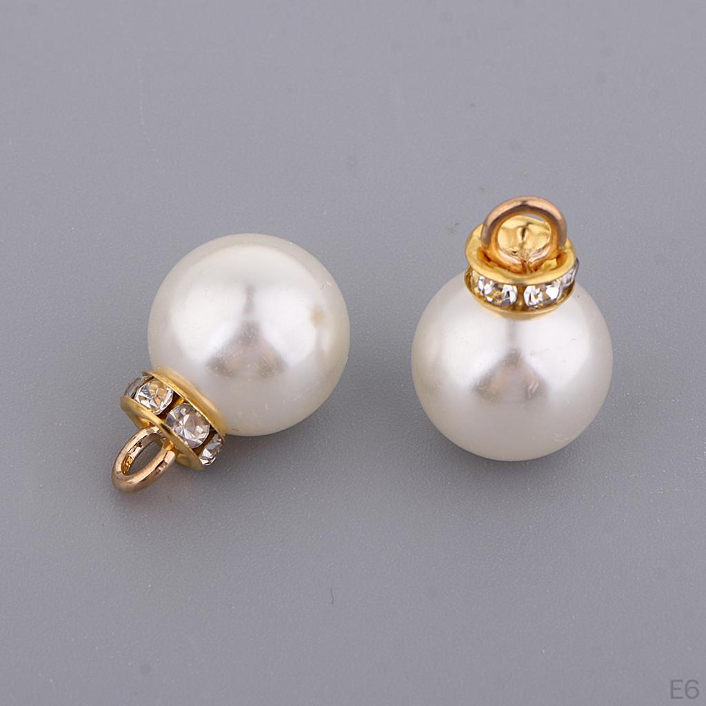 10 Pearl Pendant Rhinestone Charms