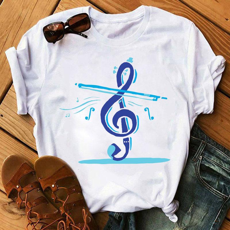 Music Note Heart Pinted T Shirt Fashion Women T Shirt 90S Girls Ladies Tops Cute Short Sleeve Tee Shirts Women T-Shirt Clothing