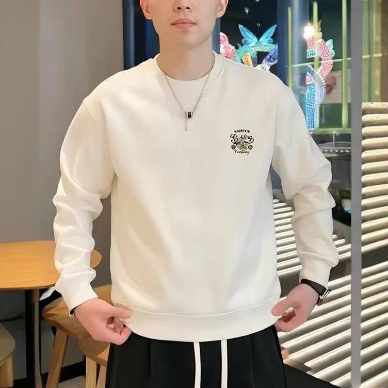 Men's European Trendy Printed Round Neck Hoodie - Slim-Fit Versatile Autumn/Winter Top