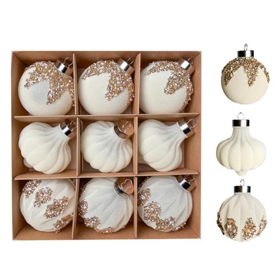 Velvet Christmas Balls Hanging Hoop Tree Decorations Xmas Party Ornaments Easy To Hang Plastic Holiday Decor for Home Office Parties