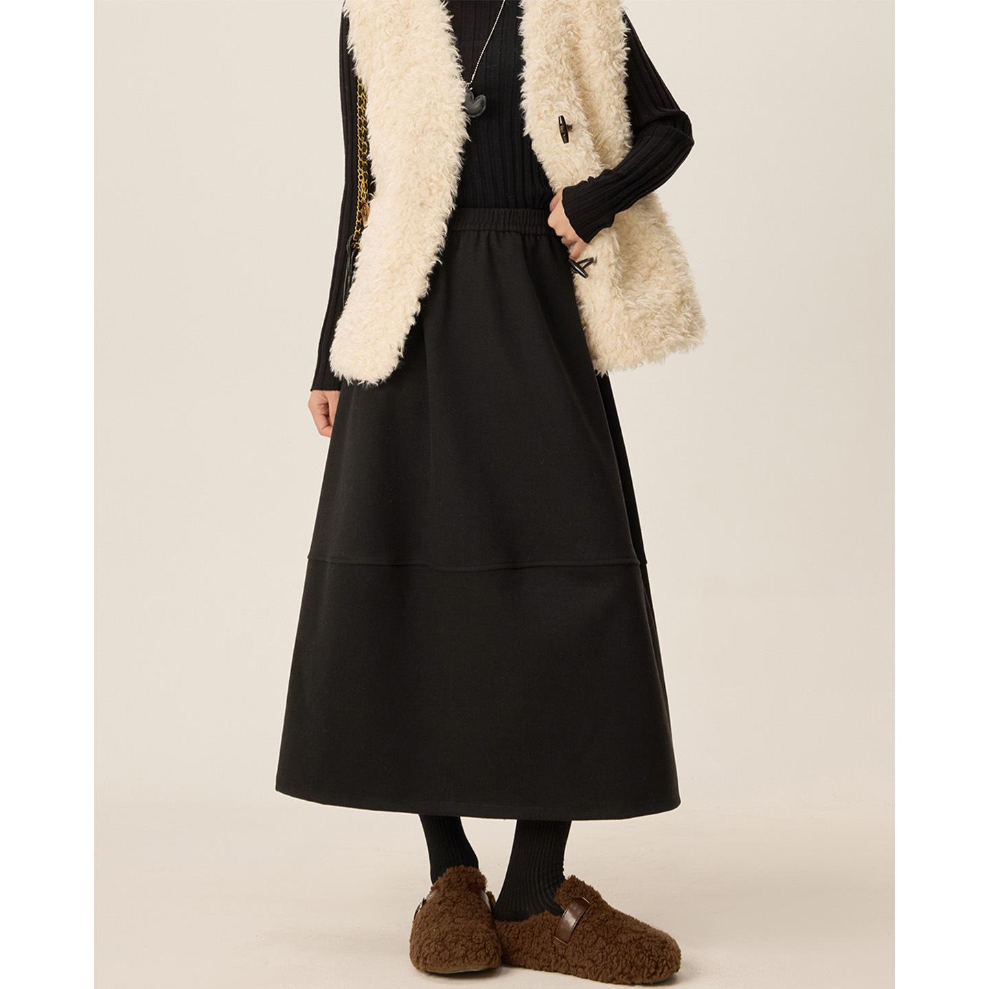 Gray Wool Blend High Waist A-Line Skirt for Women - Petite & Plus Sizes, Autumn/Winter 2025 Collection. S