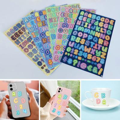 6 listů Samolepka s anglickými písmeny Samolepící vinyl Duhová Barevná abeceda Číslo Interpunkce Řemeslo Scrapbooking Nástěnka Voda