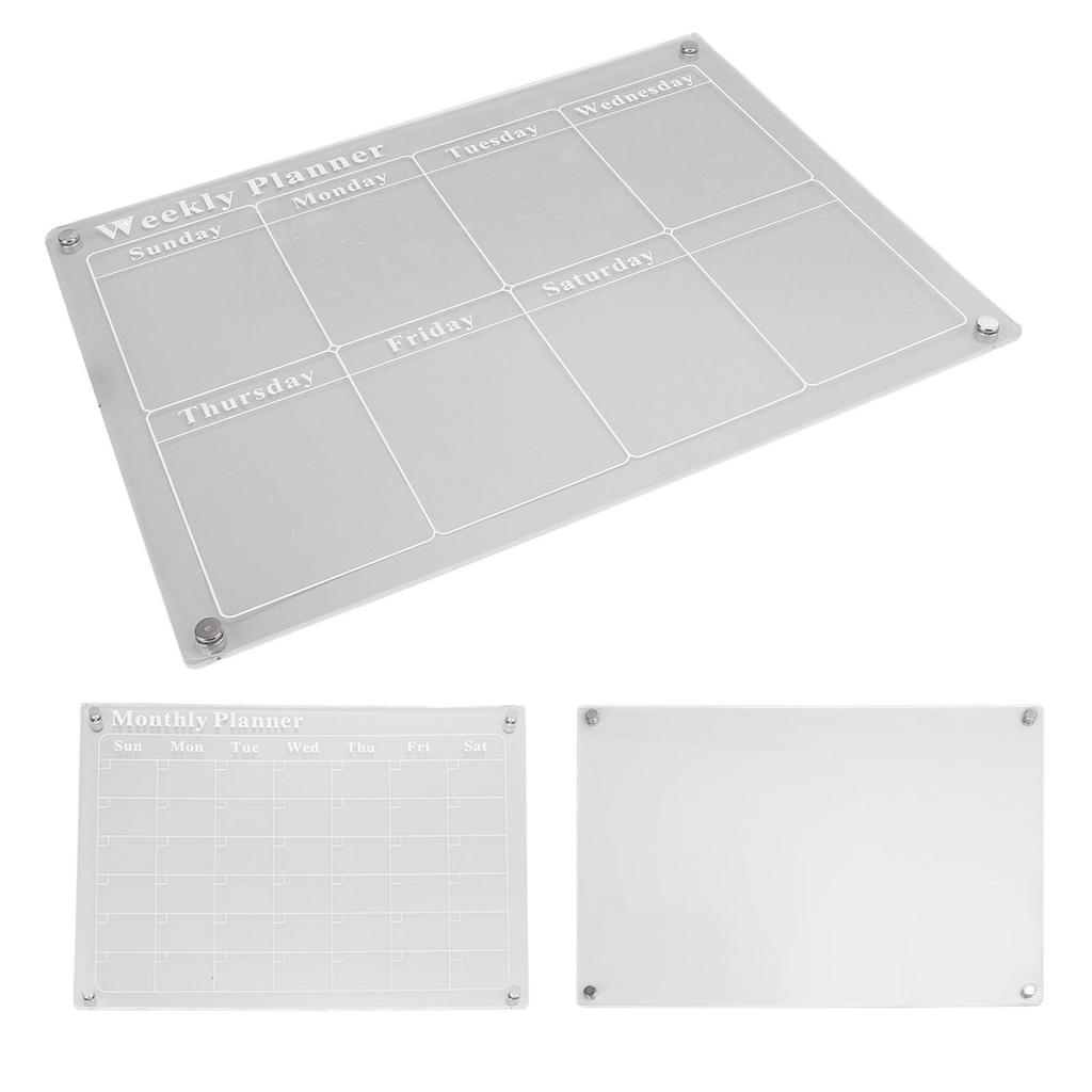 3Pcs Planning Board Set Acrylic Clear Dry Erase Blank Weekly Monthly Planner Board with 6 Pens 15.7x11.8in