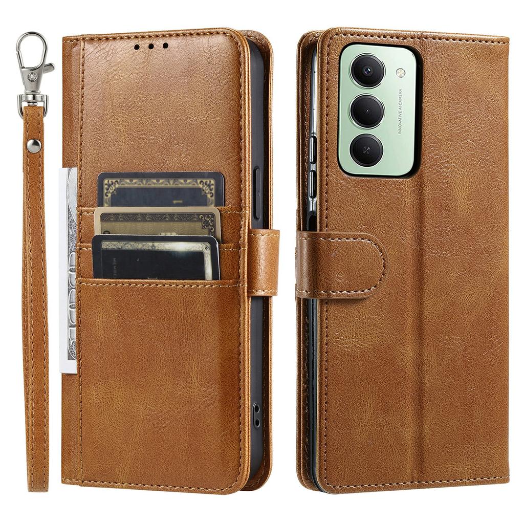 Für Xiaomi Redmi 15 5G (EU) (171 mm)/4G (EU) (171 mm) Hülle 6 Kartenfächer PU-Leder Sturzsichere Handyhülle mit Handschlaufe