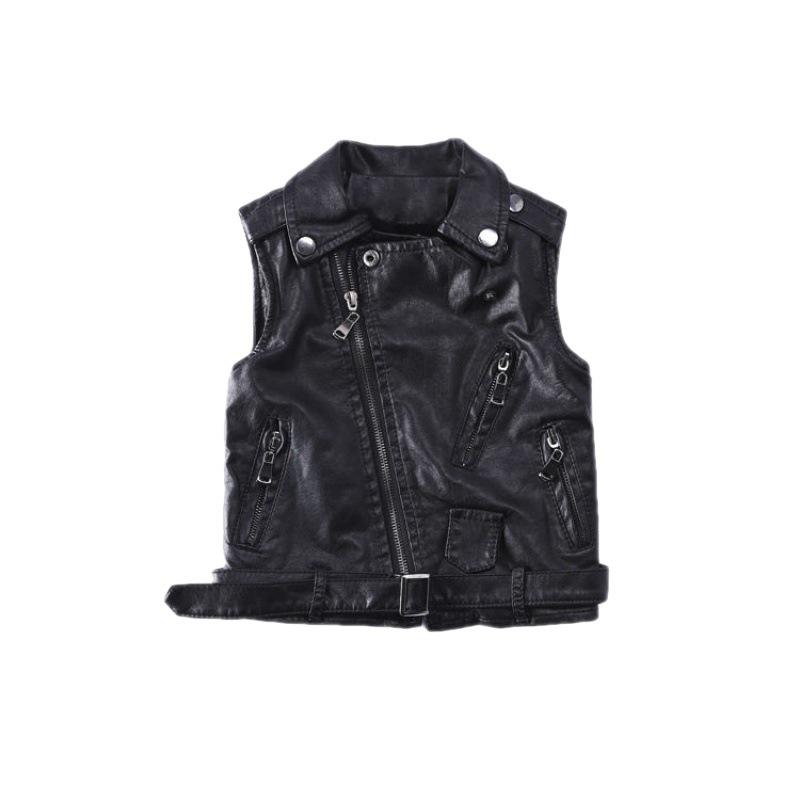 Kinderweste für Jungen Weste Jacke Frühling Herbst Einfarbig Kinderweste Junge PU-Leder Ärmellos Oberbekleidung Kleidung