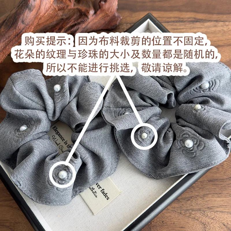 Retro Print Flowers Pearl Hair Tie Headbands Women Temperament Head Rope Hair Hoop Female Hair Accessories Fashion Headdress New