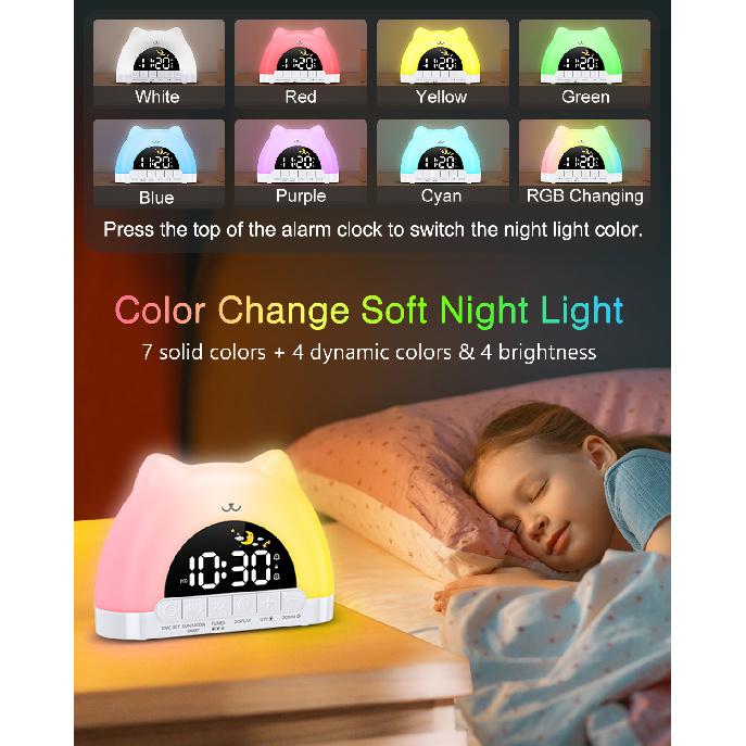 ORIA Kids Alarm Clock Sleep Training Alarm Clock Wake Up Clock with 11 Color Night Light Child Lock Clocks for Boys Girls Gift2