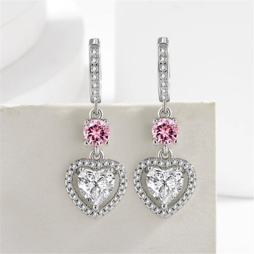 Urocze Damskie Kolczyki Koła z Białą Cyrkonią w Kształcie Serca Vintage Moda Kolor Złoty Ślubne Dla Kobiet