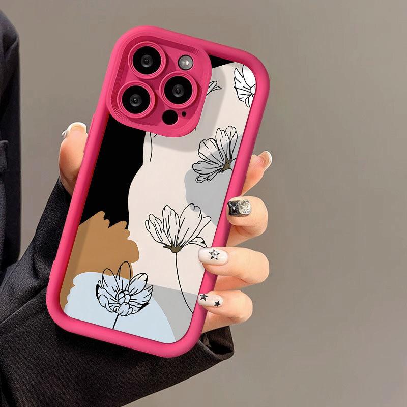 Art Style Flower for iPhone17ProMax Mobile Phone Case 16 Apple 17 Matte 14/15 Premium 13