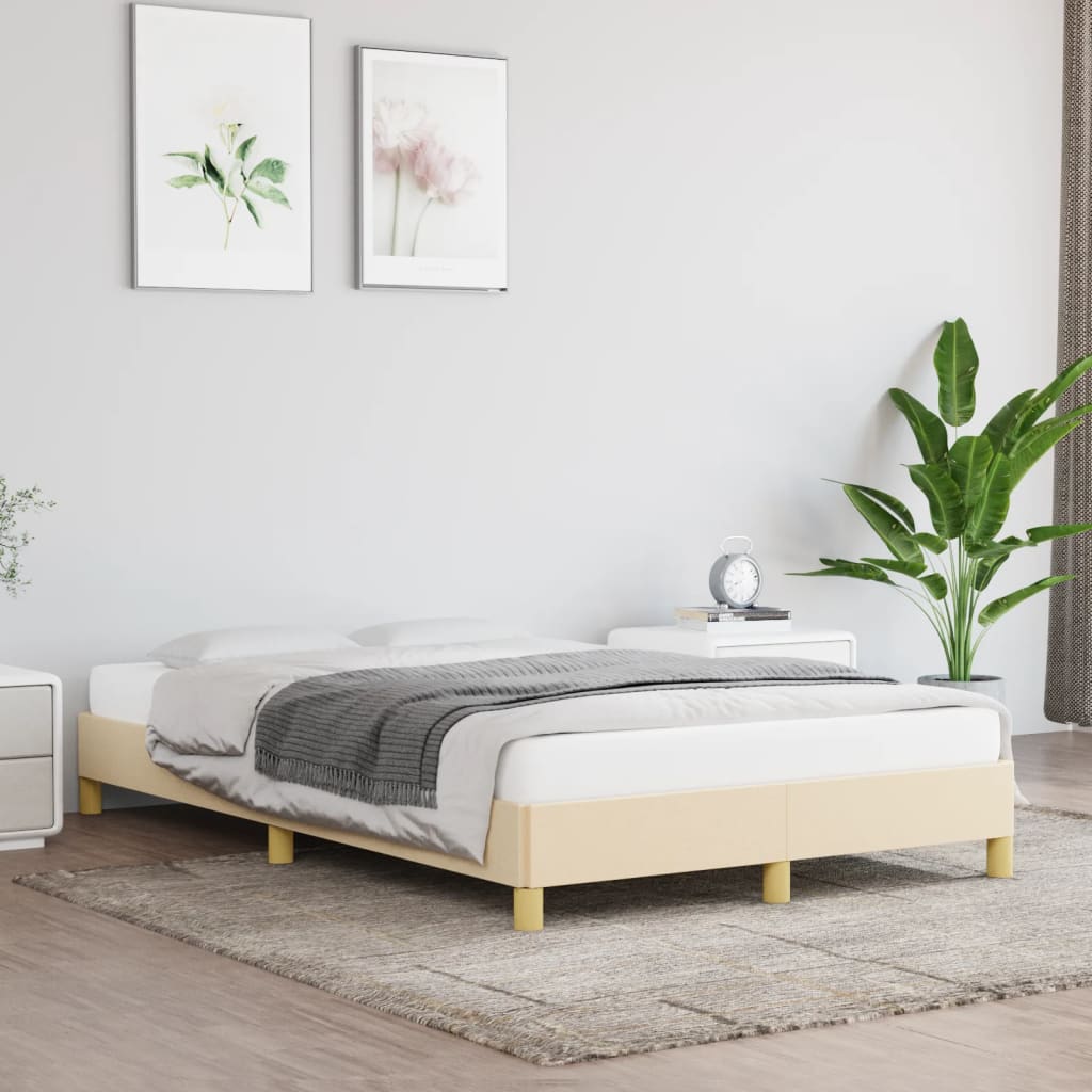 Vidaxl Bed Frame Without Mattress, Cream, 120X190 Cm, Fabric