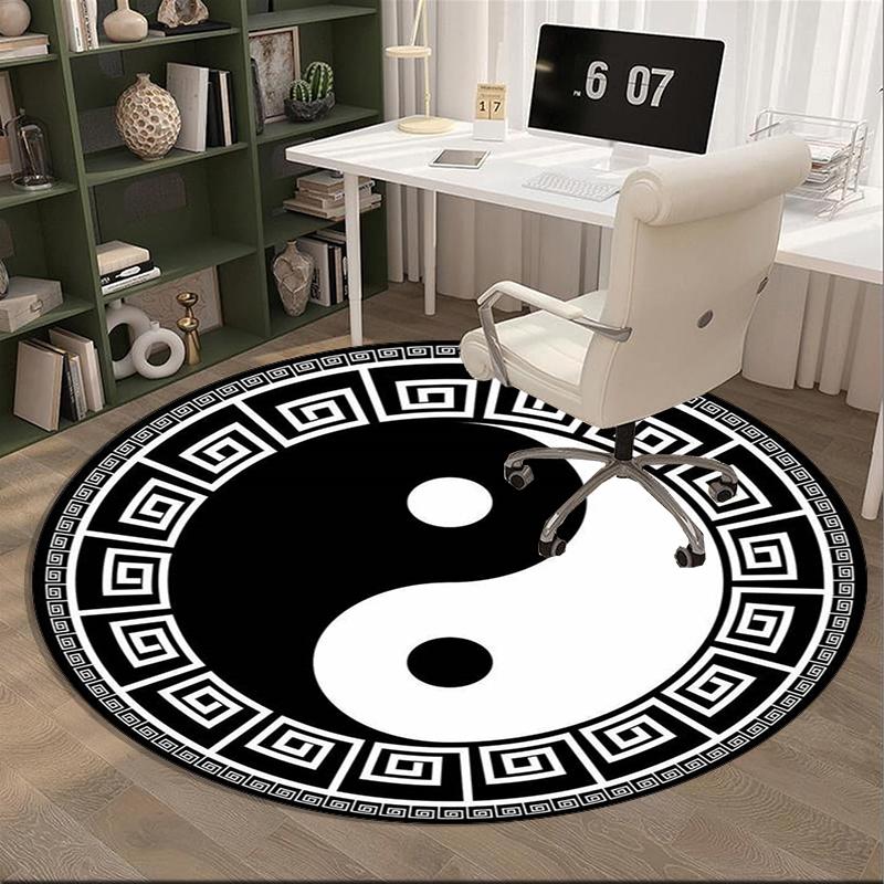 Yin-yang Mandala Design round carpet Chair cushion Round Entryway Rug, Soft Round Rugs for Living Room, Bedroom, Circle Carpet decor gifts