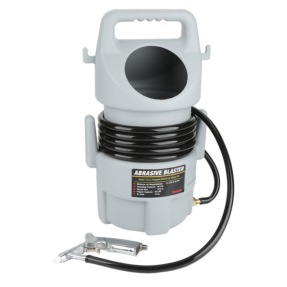 Portable Pneumatic Sand Blaster Kit Sandblasting Gun 15 Ft Hose & 50 Lb. Hopper
