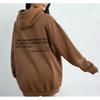 Women's Cross-Border Letter Print Hoodie - Plain Color Drawstring Sweatshirt, European & American Style.