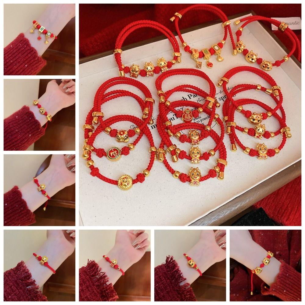 

Зодиакальный Дракон Плетеные Браслеты Привлекают Удачу Новогодние Украшения Для Рук Год Дракона 09