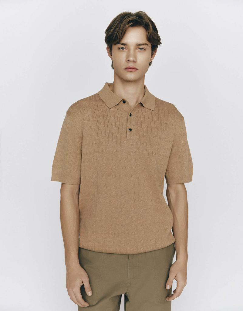 GIORDANO Cable Short Sleeve Knit (12Gg) 055522 [8Color]