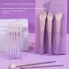 Professional 10PCS Makeup Brush Set Pink-Purple Gradient Handle Soft Synthetic Bristles for Full Face Cosmetic Application