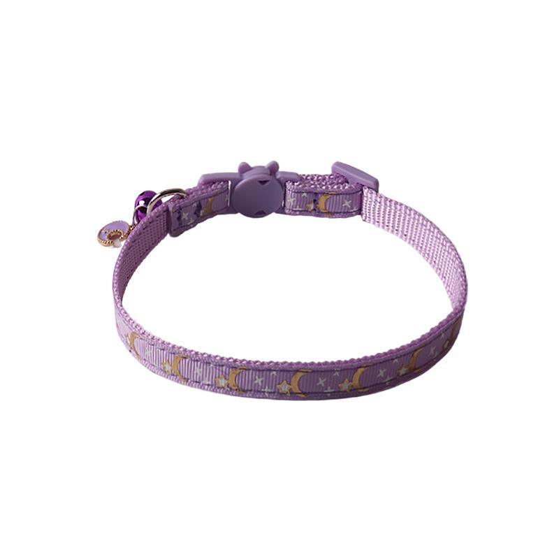 New Pet Dog Collar with Star Moon Pattern Gold Plated Buckle and Bell for Cats Dogs  Dog Harness and Leash Set Dogs Accessoires