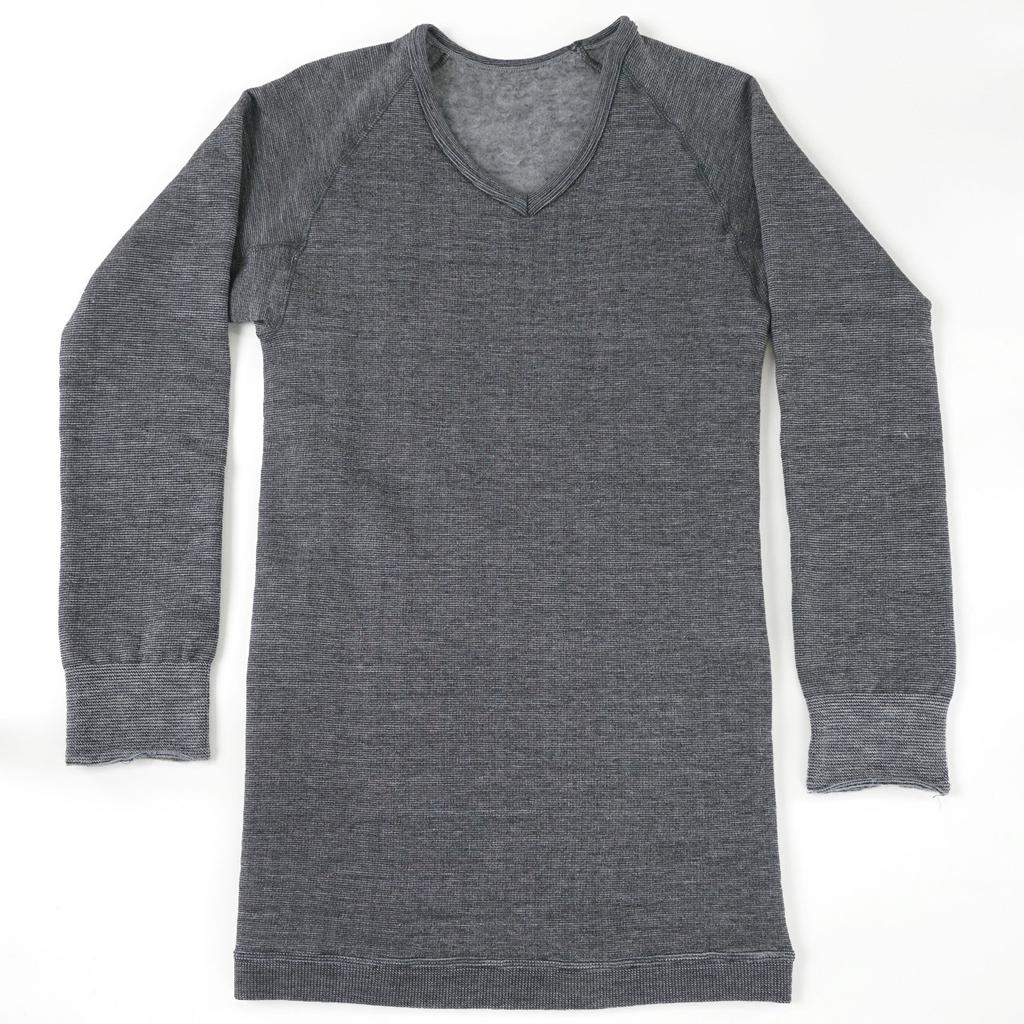 Mochihada Mochijoy long sleeve shirt for size L to mesh motorcycle cold protection V-neck men, LL, grey, brushed, warm, neat, innerwear,