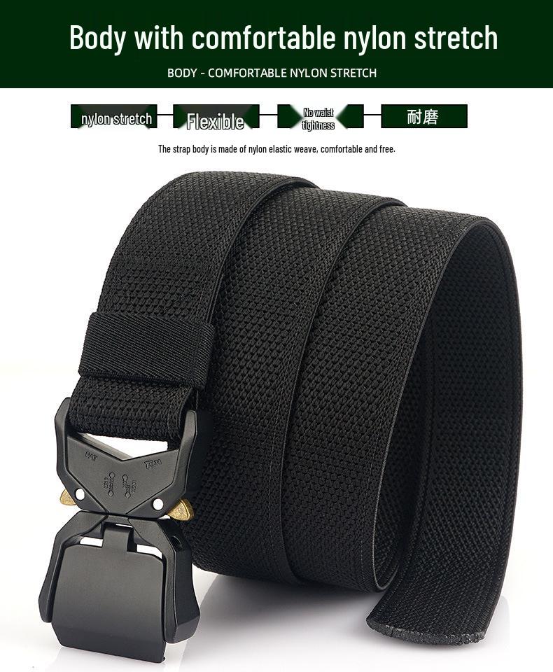 Męski pas taktyczny z aluminiową klamrą szybkozapinającą i elastycznym nylonowym płótnem