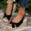 Women's Peep Toe Wedge Heel Sandals Summer Buckle Strap Gladiator Shoes Woman Fashion Espadrilles Platform Sandalias Mujer 2025