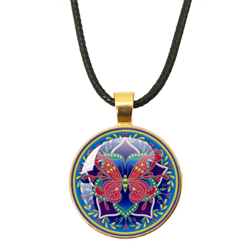 Beautiful Mandala Tree of Life Rope Chain Glass Pendant Necklaces for Women Yoga Mandala Necklaces Gift Charm Women Jewelry