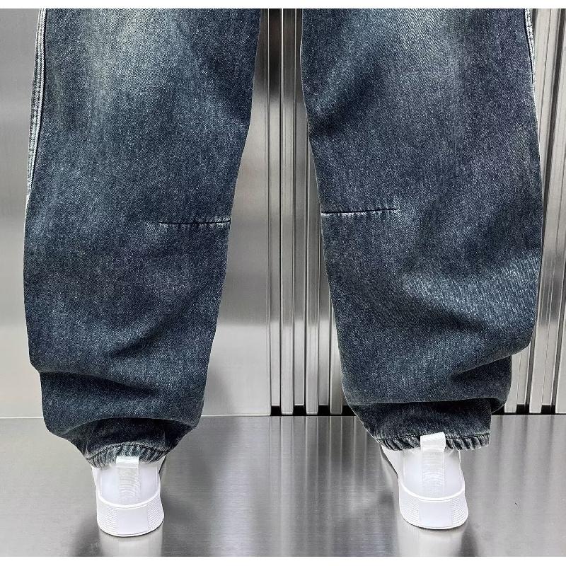New 2026 thickened men's jeans, loose straight casual wide-leg pants