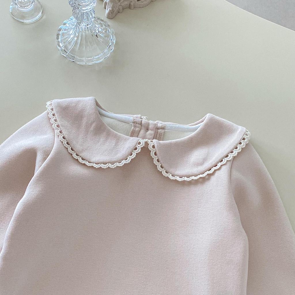 Mädchen Fleecegefüttertes Winter-Basisschicht-Oberteil (Alter 0-5) - Modische einfarbige koreanische Baby-Unterwäsche AY710