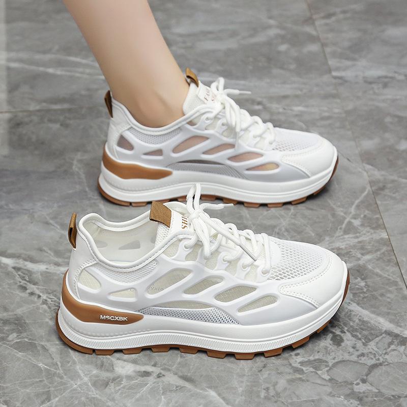 Sports New Mesh Breathable Women's Shoes Heightened Little White Shoes Soft Sole 4 Feet 2025 Not Tired Cm Versatile Small Man