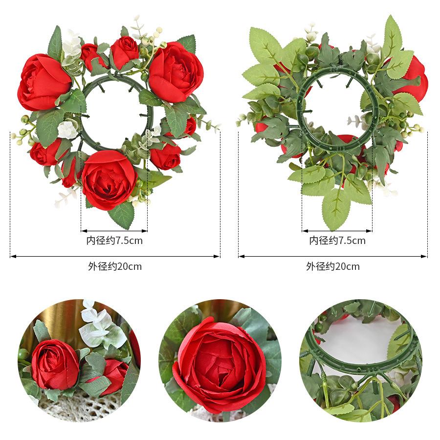 Candle Wreath Peony Wreath Valentine'S Day Rose Table Party Decoration Candlestick Wreath