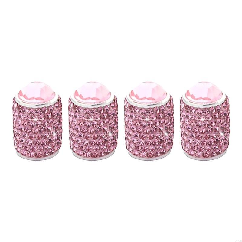 4pcs Stylish Tire Valves Caps with Rhinestones Twinkle Tire Valves Caps General