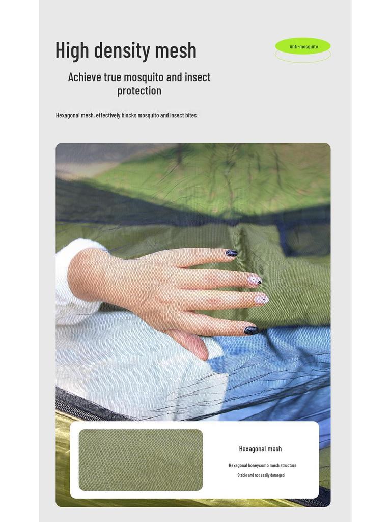 TEMU Outdoor Camping Lightweight Nylon Hammock with Mosquito Net - High Load-Bearing and Tear-Resistant