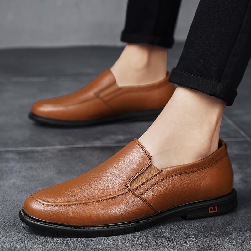 Fashion Casual Business Shoes Formal Genuine Leather Shoes Comfortable Men Soft-Soled Loafers Slip-On Flats Leisure Walk Man Moccasins