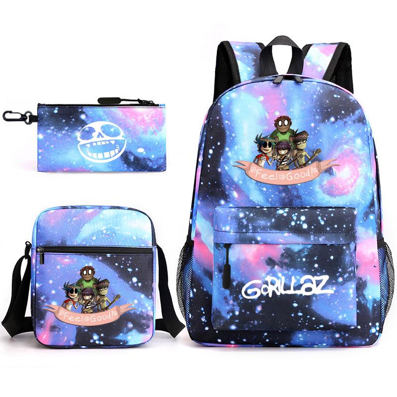 British virtual band trend heat transfer, primary and secondary school students schoolbag Gorillaz children's starry sky three-piece set, teenagers