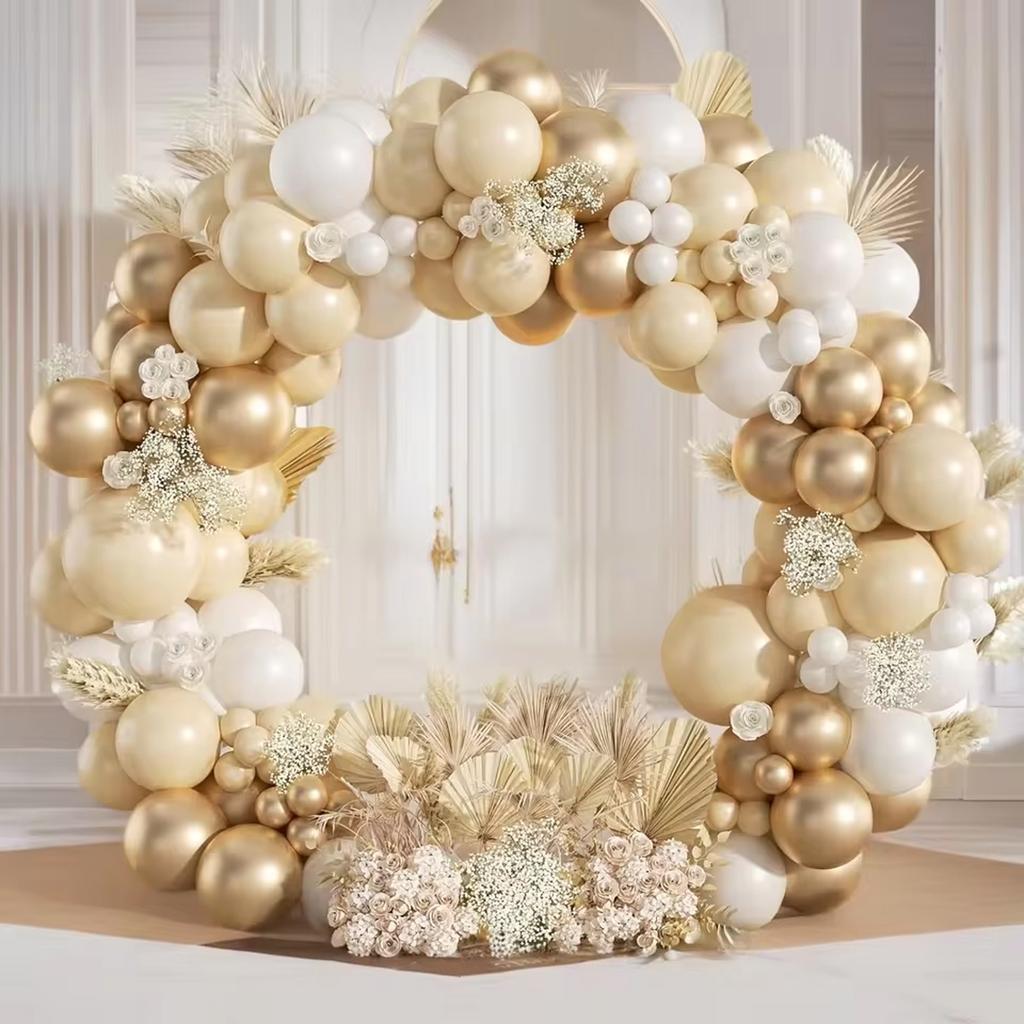 110Pcs Sand White and Gold Balloon Garland Arch Kit for Bridal Wedding Engagement Anniversary Baptism Birthday Party Decorations