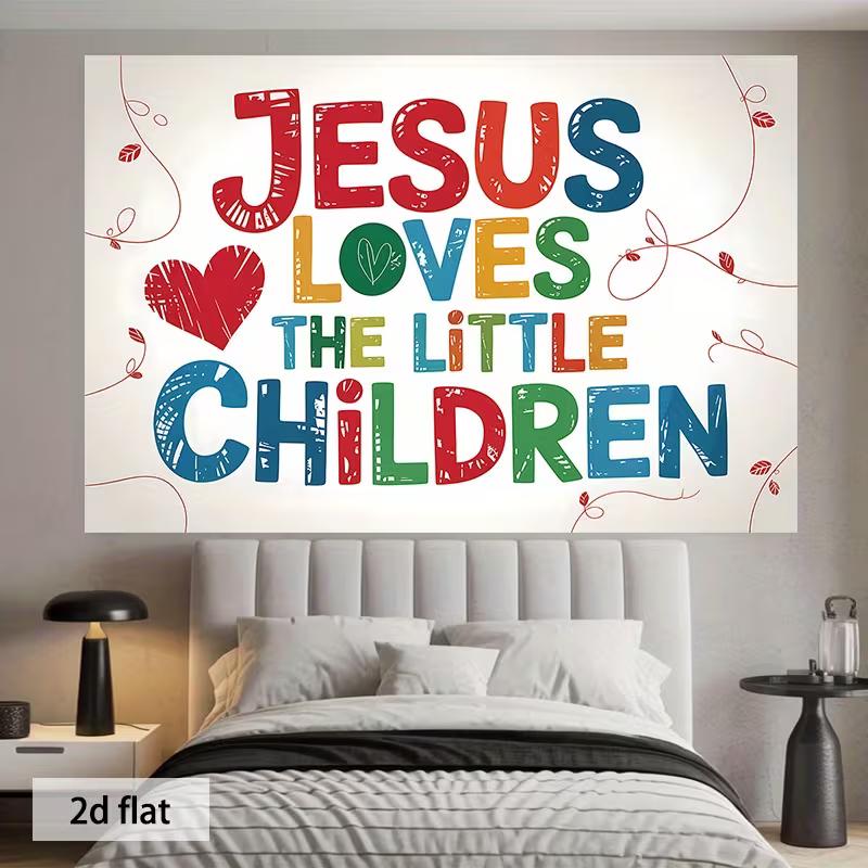 2D Religious Kids Backdrop Cloth for Sunday School Baptism Party Photo Booth Background