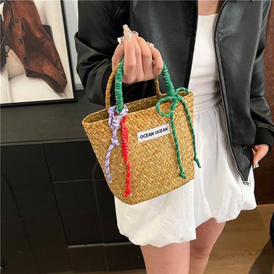 Summer Niche Straw Bag Women's 2025 New Seaside Vacation Beach Bag Hand-woven Vegetable Basket Bag