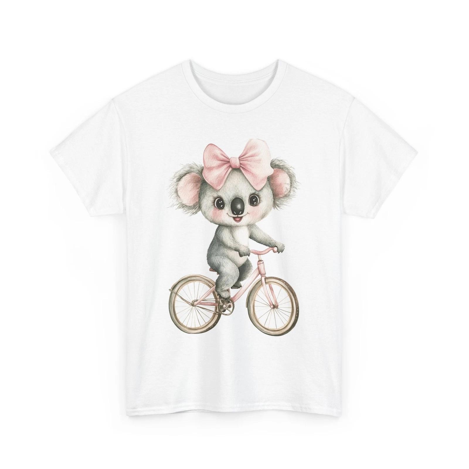Cyclist T-Shirt | Biking Shirt | Female Koala Pink-Bow Riding - Bicycle T-shirt S