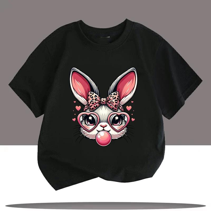 Rabbit Printed Pattern Children Tshirts Summer Girls Boys Casual Colorful Cute Tops Funny Kids ONeck Short Sleeve Tshirts