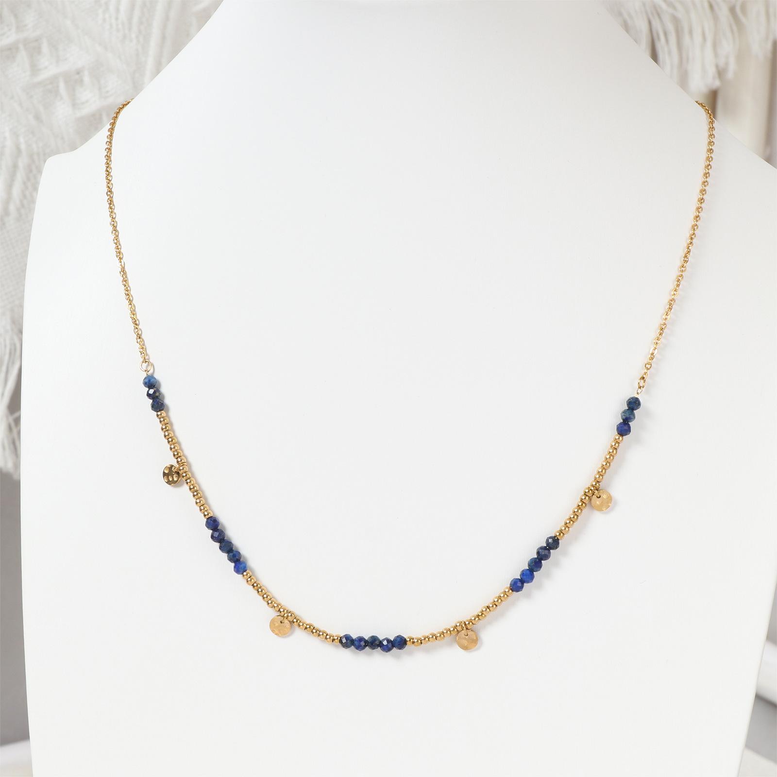 

Маленькое свежее ожерелье из натурального камня для женщин, легкое роскошное ожерелье из лазурита на осень и зиму