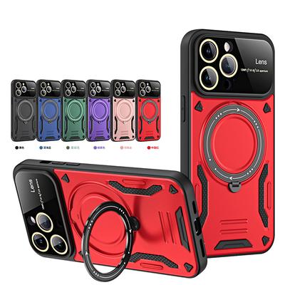 Shockproof Armor Hard PC Phone Case For Iphone 17 16 15 14 13 12 11 16 Pro Max 13 Pro 14 Plus Magnetic Stand Holder Cover Fundas