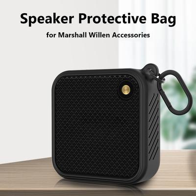 Carrying Storage Bag Silicone Shockproof Speaker Protective Box Anti-fall with Metal Hook for Marshall Willen Accessories