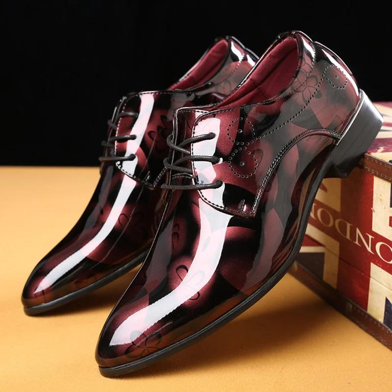Patent Leather Oxford Shoes for Men Dress Shoe Zapato Hombre Pointed Toe Business Wedding Plus Size 50 Dress Loafers Buty Meskie