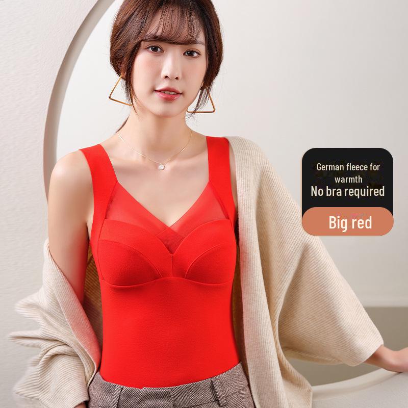 

Немецкий бархатный высокоэластичный теплый женский длинный цельный жилет нижнее белье 3XL красный