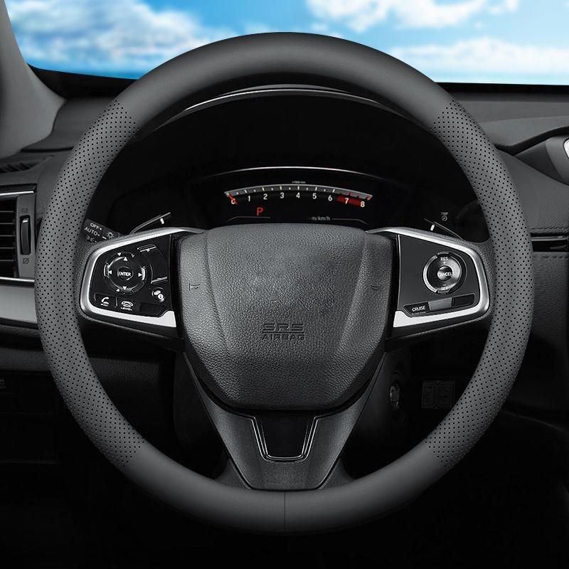 Universal Nappa Leather Car Steering Wheel Cover Breathable Sweat Absorbing Perforated Comfortable Four Season Protective